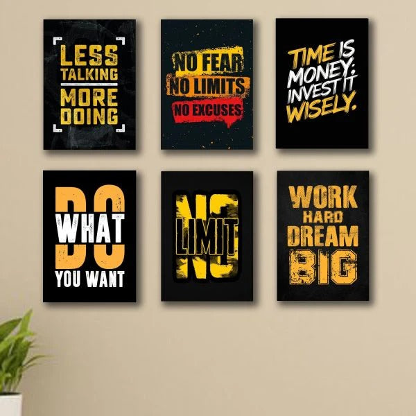 Set of 6 Motivational Wall Frames – Inspirational Quote Art